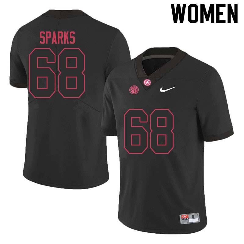 Women #68 Alajujuan Sparks Alabama Crimson Tide College Football Jerseys Sale-Black